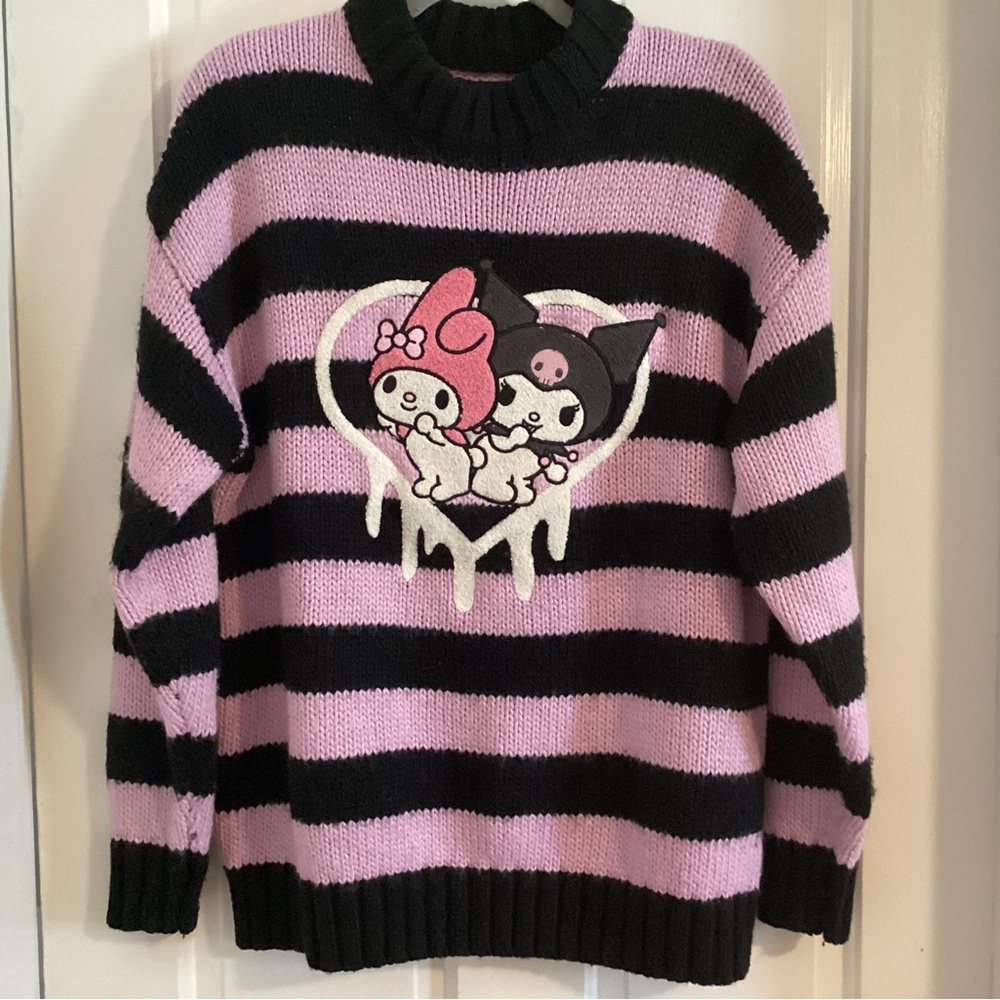 Hello Kitty x Forever 21 My Melody Kuromi Black and Lilac Striped Sweater S
